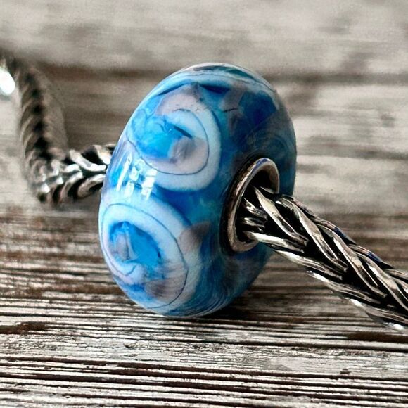 Summersday Artisan Trollbeads Style Trollstone Blue Pink White Mosaic Swirl NEW - Picture 8 of 12